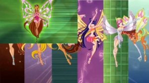 Winx Club - Enchantix 2D(Season 3), Enchantix 3D, Enchantix 8 season. Splitscreen Comparison.
