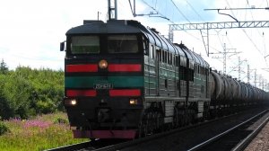 2ТЭ116-711 "БалтТрансСервис" с грузовым поездом следует через о.п. Ястребино