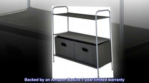 Amazon Basics Closet Storage Organizer with Fabric Bins and Shelves, 32.7" x 12.2" x 31", Gray