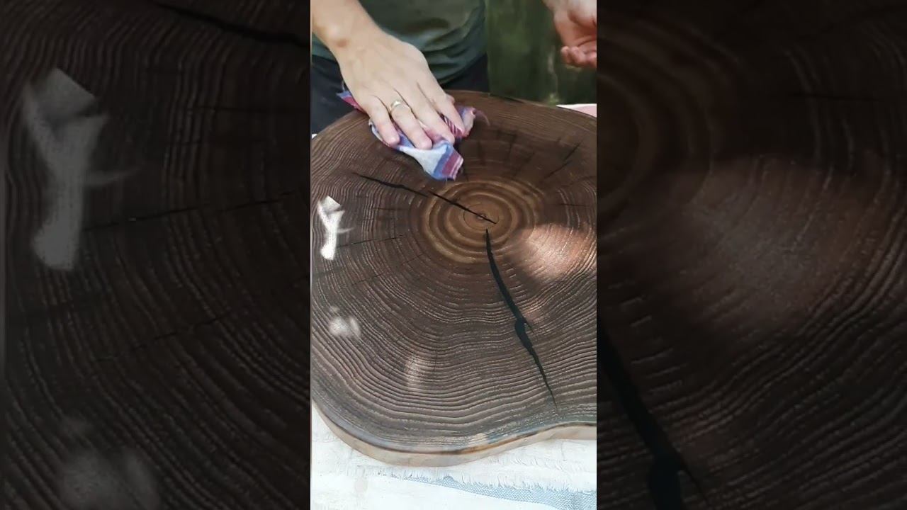 журнальный столик из спила карагача (процесс)