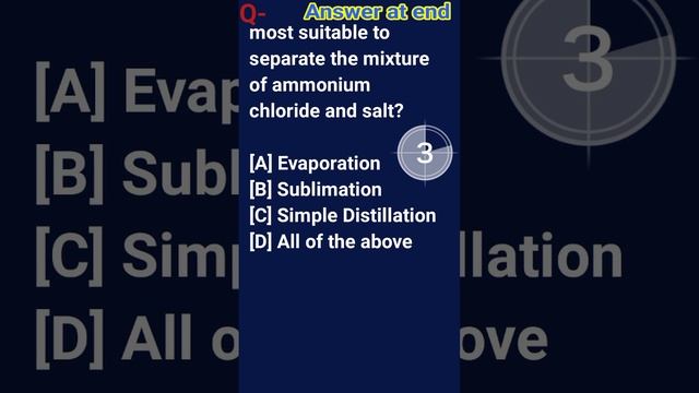 suitable method to separate ammonium chloride and salt|Evaporation|Sublimation| Simple Distillation