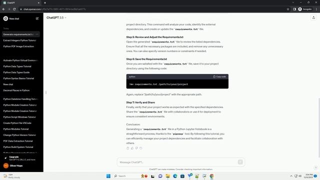 how to generate requirements txt python jupyter notebook