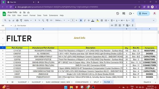 FILTER Function in Gsheet in Tamil