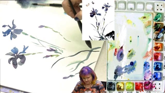 Zen Iris Flowers Easy How to Paint Watercolor Step by step | The Art Sherpa