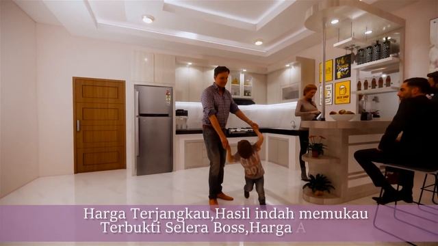 Desain Kitchen set minimalis lebih keren dan mewah di area meja dek cor di kediri