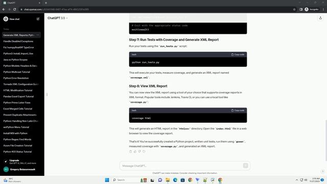 how to generate xml report using python green for unit testing and coverage