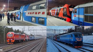 Испытания скоростного поезда Аврора: фотоподборка на станции и проходы на скорости под ЭП2К и ЧС6