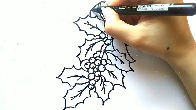 НОВОГОДНЯЯ ВЕТОЧКА ХОЛЛИ / раскраска / Нарисуй Ка смотреть онлайн