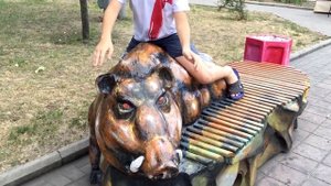 Удивительные скамейки в Бердянске в виде животных и рыб, оригинальные лавочки