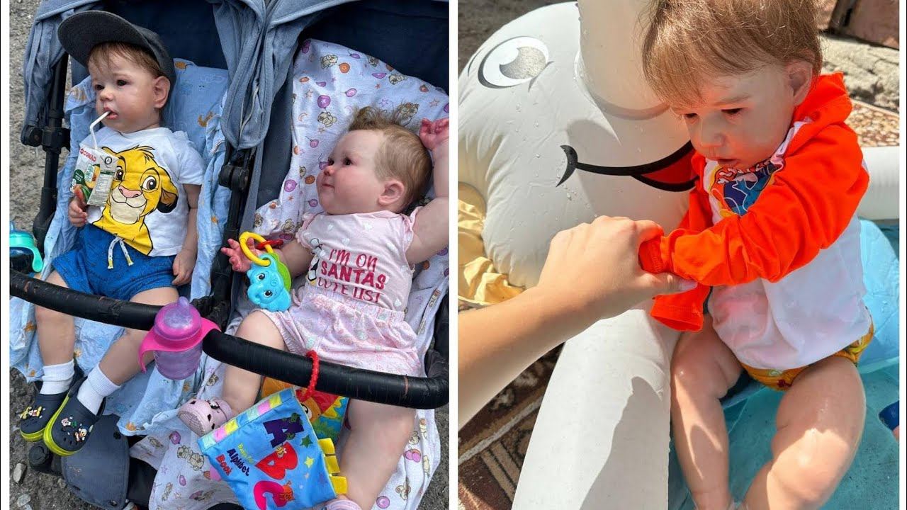 День с двумя реборнами//Реборн Эней пошёл в садик//Реборны купаются в в бассейне 👶🏻👧🍼🏊🏻♀️ смотреть онлайн