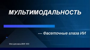 Мяо Цзясюань «Мультимодальность технологий фасеточных глаз в системах искусственного интеллекта»