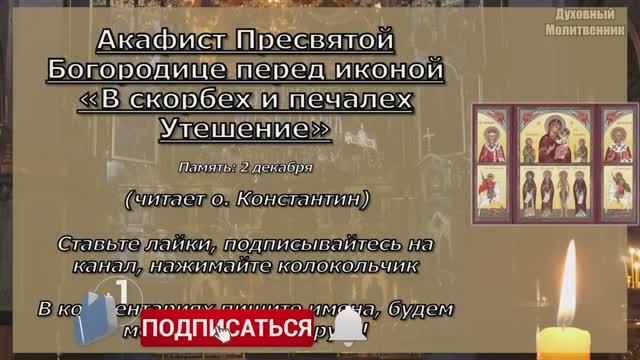 Акафист Пресвятой Богородице перед иконой В скорбех и печалех Утешение (2 декабря)