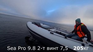 Zvezda 390 КАТАМАРАН + Sea Pro 9.8 2-т  Замеры скорости
