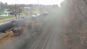 Santa Fe Warbonnet, LORAM Railgrinder, and CP in Teaneck, NJ 3-7-2017