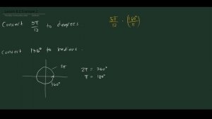 Lesson 8.1 Example 2 - Radian to Degrees and vice versa