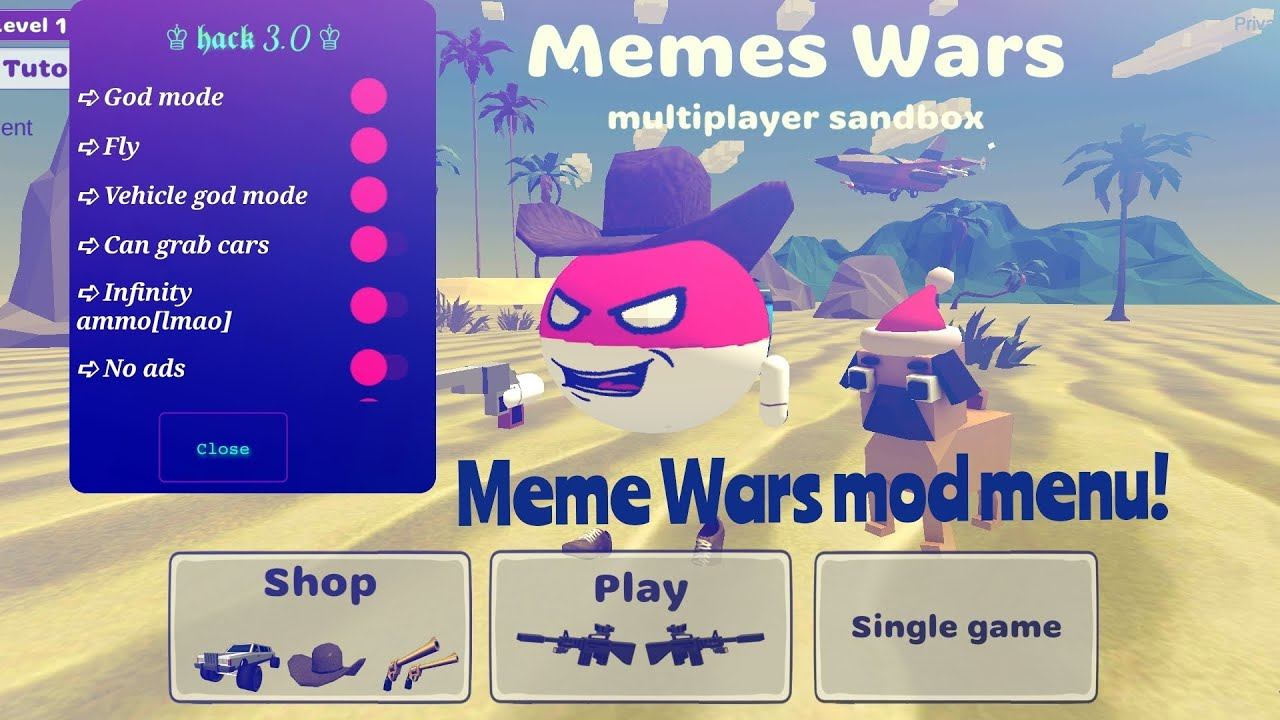 Meme Wars mod menu v4.9.092 God mode, Fly, Unlimited money and MORE!!! смотреть онлайн