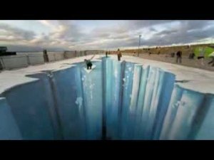 3D рисунки на асфальте, обман зрения иллюзии !!!