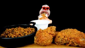 ASMR MUKBANG :) Crispy Chicken & Black Bean Noodles Eating Show!
