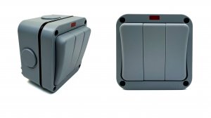 Водонепроницаемый уличный выключатель IP66 Трехклавишный Серый