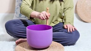 8 Inch Purple Color B Note Crown Chakra Frosted Quartz Crystal Singing Bowl