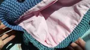 Как пришить подклад к круглой сумке из джута. #crochetbag #handmade #diy