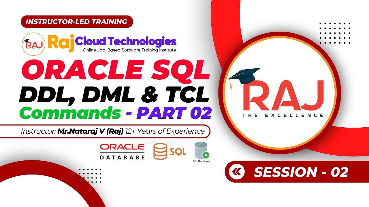 Session-2 Oracle SQL - DDL , DML and TCL Commands By Raj Cloud Technologies  #oracle #sqltutorials