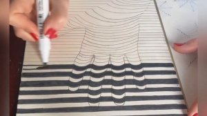 Простой 3Д рисунок на бумаге - объемная рука. A simple 3D drawing on paper is a three.