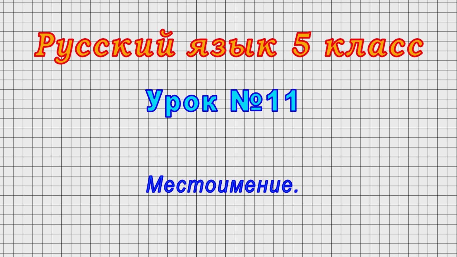 Русский язык 5 класс (Урок№11 - Местоимение.)