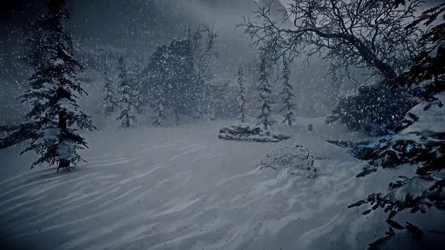 Сильные снежные бури в сказочном зимнем лесу