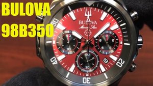 Bulova Marine Star Red Dial Chronograph Watch 98B350