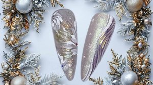 Нежный и спокойный новогодний маникюр 2025. МК