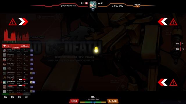 [MG]HatsuneMiku | NieN - Road of Death [SC] +HDDT 98.79% (#1 608pp FC) - osu!