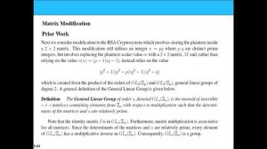 Modification of RSA Cryptosystem | RSA over Matrices | RSA over Matrix Algebra