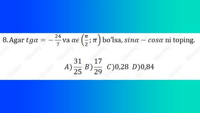 ONLINE TEST №11 (MATEMATIKA 2020)