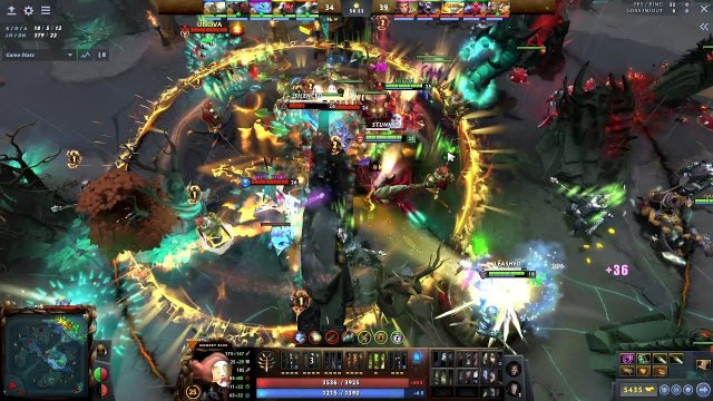 командное сражение в Dota 2 на большом экране