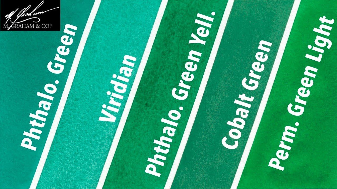 M. Graham 9 - Phthalo Green to Perm. Green Light - Swatching M. Graham Watercolor