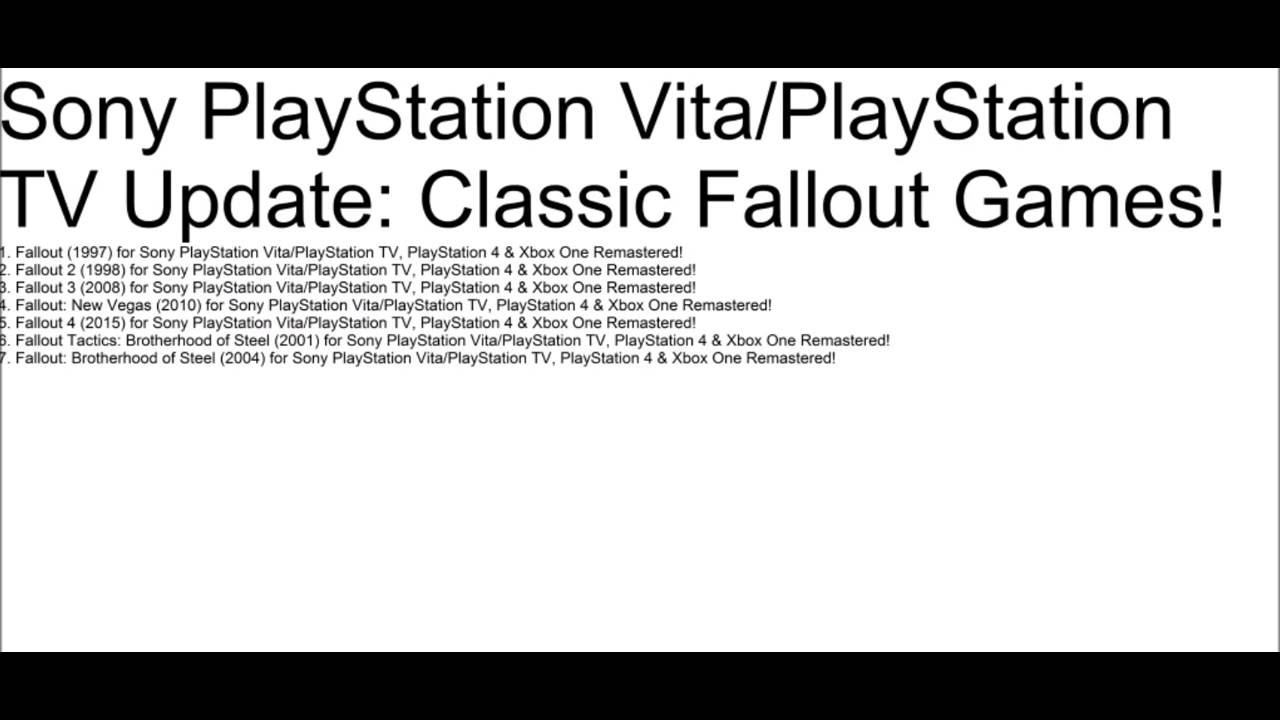 Sony PlayStation Vita/PlayStation TV Update: Classic Fallout Games! смотреть онлайн