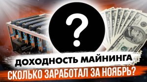 КАКАЯ ДОХОДНОСТЬ ОТ МАЙНИНГА? | ОТЧЁТ ЗА НОЯБРЬ 2024 ГОДА | МАЙНИНГ СНОВА ВЫГОДЕН?