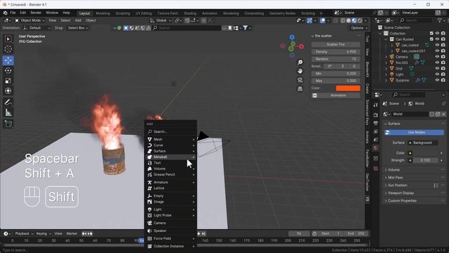 How to Create Realistic fire in blender || Fire Scatter Add-on Free!! #Blender, #3D, #VFX