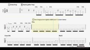 Dean Town - Vulfpeck (Giacomo Turra loop version) TAB/Transcriptions with slow tempo tutorial