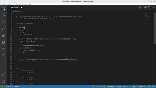 C Programming | Factorial of a number both recursive & non-recursive way | JNTU R18