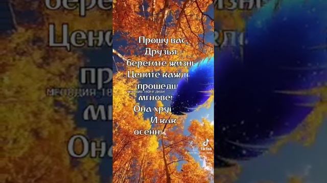 Берегите жизнь😒Цените каждое мгновение😊Она хрупка😔Как осенний лист🍁Сорвётся и улетит вдруг 🍂