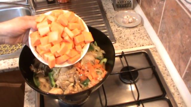 КАЗАН -КАБОБ: курица с тыквой и ОВОЩАМИ в КАЗАНЕ на ПЛИТЕ ! ENG.SUB.