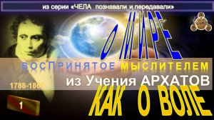 (1) О МИРЕ КАК О ВОЛЕ. Из труда Артура Шопенгауэра (1788-1860) -  О МИРЕ КАК О ВОЛЕ И ПРЕДСТАВЛЕНИИ