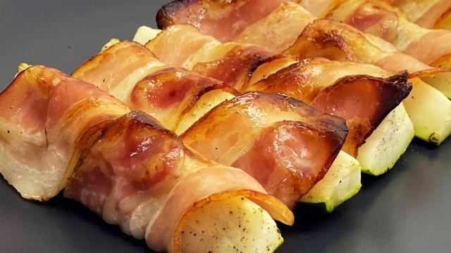 Рулетики из кабачков с сыром и беконом #кабачкивдуховке#кабачкиссыром#еда#ням#бекон#рецепты#вкусно