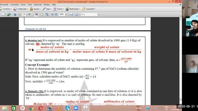 SOME BASIC CONCEPTS OF CHEMISTRY LECTURE 19 BY AMIT SIR || SOLUTION CONCENTRATION