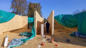 Монтаж стен sip 174 мм. закрываем контур, и монтируем межкомнатные перегородки sip 124 мм. #сипдом