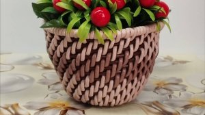 МК Мини кашпо корневым плетением