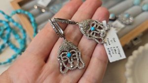 Украшения с бриллиантами! Голубые природные камни. Серебро из Индии.