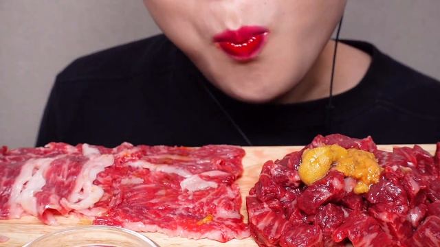 RAW BEEF SEA URCHIN 차돌육회 깍둑육회 리얼사운드 먹방 EATING SOUND MUKBANG